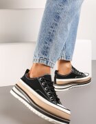  Adidași Negre cu Platformă Decorativă cu Șireturi Moonoria
