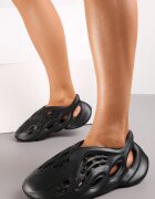  Adidași Negre Slip-on din Spumă Ușoară cu Decupaje Bonasna