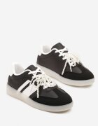  Adidași Negre Tip Tenisi Iconici cu Decorațiuni cu Perle Nalavia