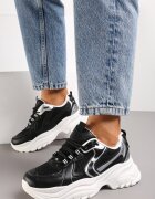  Adidași Negri cu Cusături și Inserții din Piele Ecologică Metalizată Tineal