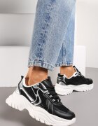  Adidași Negri cu Cusături și Inserții din Piele Ecologică Metalizată Tineal