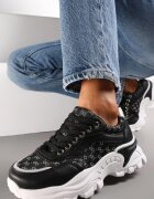  Adidași Negri cu Fir Metalic cu Talpă Groasă Melimeda