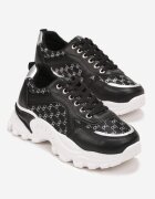  Adidași Negri cu Fir Metalic cu Talpă Groasă Melimeda