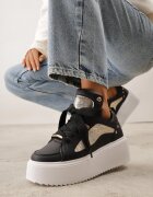  Adidași Negri cu platformă decorate cu nituri și elemente metalice Azista