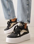  Adidași Negri cu platformă decorate cu nituri și elemente metalice Azista