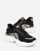  Adidași Negri cu talpă groasă și inserție metalică Austyna