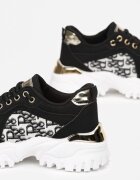 Adidași Negri cu talpă groasă și inserție metalică Austyna