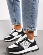  Adidași Negri cu Talpă Lată și Aplicație Sclipitoare Afradia