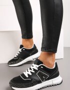  Adidași negri Decorați cu zirconii pe talpă cu decupaje Larzive