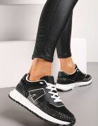  Adidași negri Decorați cu zirconii pe talpă cu decupaje Larzive