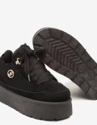  Adidași Negri din velur ecologic cu talpă groasă căptușiți cu blană Senavel