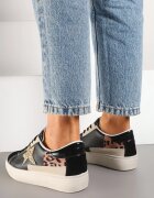  Adidași Negri pe Platformă Joasă cu Aplicații cu sclipici Felaven