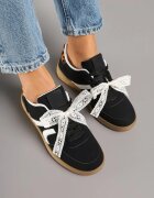  Adidași Negri Tip Teniși Iconici cu Panglică Decorativă Detașabilă Korilinda