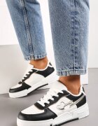  Adidași Negru-Alb Cu șireturi cu Talpă Groasă cu Decorațiuni cu Sclipici Anaieli