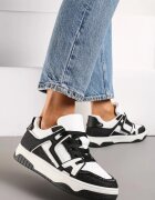  Adidași Negru-Alb Decorați Cu Aplicații Din Denim Cliome