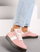  Adidași Roz cu platformă cu detalii contrastante și limbă întoarsă Amirila