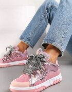  Adidași Roz Decorați cu sclipici cu șireturi originale Patricie