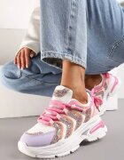  Adidași Roz-mov cu Talpă Masivă Decorate cu Sclipici Thirlas