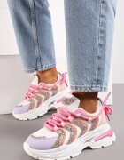  Adidași Roz-mov cu Talpă Masivă Decorate cu Sclipici Thirlas