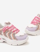  Adidași Roz-mov cu Talpă Masivă Decorate cu Sclipici Thirlas