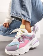  Adidași Roz-Violet pe platformă cu decupaj și șireturi groase Bosylia