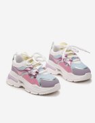  Adidași Roz-Violet pe platformă cu decupaj și șireturi groase Bosylia