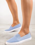  Adidași slip-on albaștri decorați cu inserție din piele ecologică pe călcâi Eliriaba