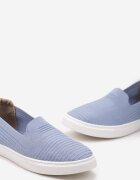  Adidași slip-on albaștri decorați cu inserție din piele ecologică pe călcâi Eliriaba