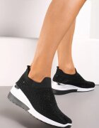 Adidași slip-on negri cu zirconii pe pană Tireva
