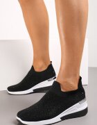  Adidași slip-on negri cu zirconii pe pană Tireva