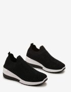  Adidași slip-on negri cu zirconii pe pană Tireva