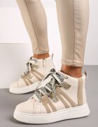  Adidași Streetwear Bej cu talpă groasă decorați cu inserții contrastante Kaittane