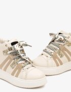  Adidași Streetwear Bej cu talpă groasă decorați cu inserții contrastante Kaittane