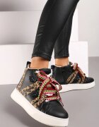  Adidași Streetwear Negri cu Talpă Groasă Decorați cu Inserții Contrastante Kaittane