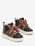  Adidași Streetwear Negri cu Talpă Groasă Decorați cu Inserții Contrastante Kaittane