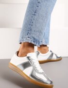  Adidași Tenisi Argintiu-Alb cu Cusături Decorative Sumina