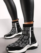  Adidași Tip șosetă Negre cu talpă groasă și plată Parnelia