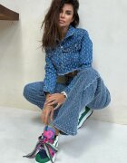  Adidași Verde cu Șireturi Decorative și Inserție pe Limbă Cristen
