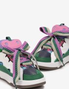  Adidași Verde cu Șireturi Decorative și Inserție pe Limbă Cristen