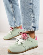  Adidași Verde deschis decorate cu cusături și șireturi duble Telisaria
