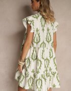 ainuosi Rochie Tip Cămașă Verde din In și Viscoză cu Croială Evazată Aranese