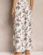 airisa Pantaloni Alb și Roz din Bumbac Stil Palazzo Boho cu elastic în talie și talie înaltă Pravia
