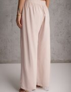 airisa Pantaloni Bej deschis Din bumbac Palazzo High Waist cu elastic în talie Gitanea