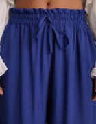 airisa Pantaloni bleumarin din bumbac tip Palazzo cu talie înaltă cu elastic în talie Nelsaria