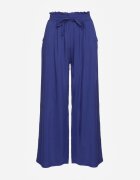 airisa Pantaloni bleumarin din bumbac tip Palazzo cu talie înaltă cu elastic în talie Nelsaria