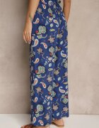 airisa Pantaloni Din bumbac Albastri Boho Stil palazzo Cu elastic în talie și Talie înaltă Pravia