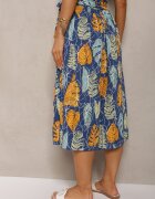 airisa Pantaloni largi Albastru-Galben cu bumbac High Waist Finisate cu elastic în talie Pasefia