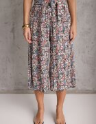 airisa Pantaloni Negru-Roz cu picioare lărgi talie înaltă din bumbac cu curea și elastic în talie Drosofia