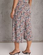 airisa Pantaloni Negru-Roz cu picioare lărgi talie înaltă din bumbac cu curea și elastic în talie Drosofia