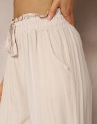 airisa Pantaloni Palazzo Bej deschis Cu talie înaltă Din bumbac Cu elastic în talie Nellsea